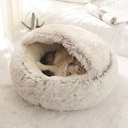 Weiche Plüschmatratze, warmes Schlafhöhlen-Katzenbett