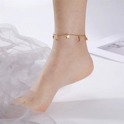 Stainless Steel Star Moon Heart Butterfly Anklet – Women’s Foot Bracelet Chain