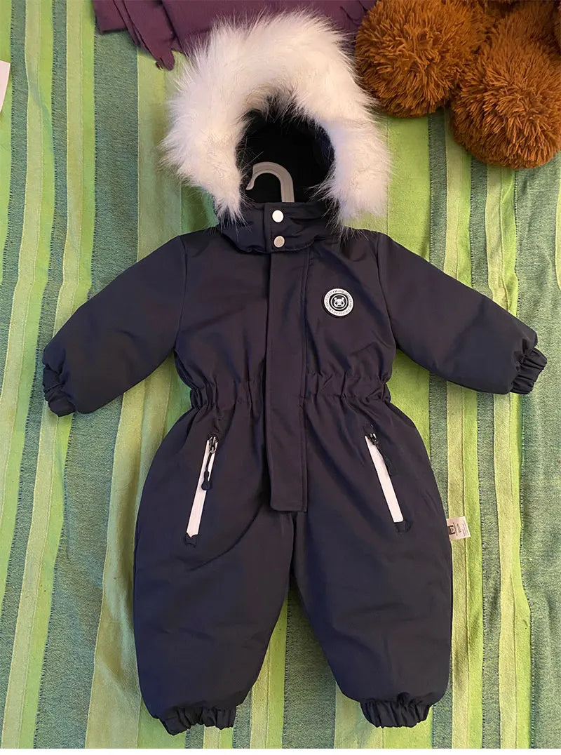 Cozy Winter Hooded Waterproof Jumpsuit for Babies