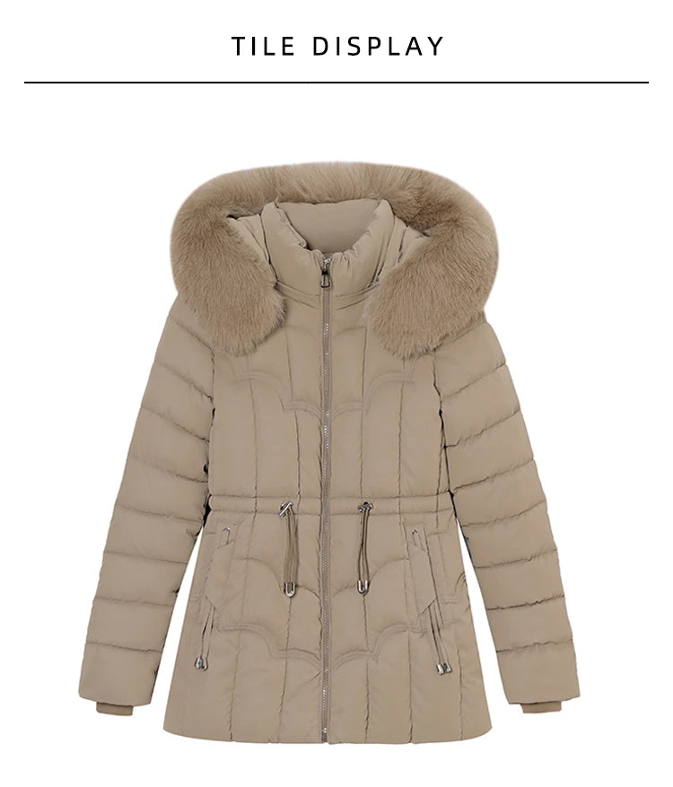 Parka d'hiver à capuche matelassée en coton pour femme