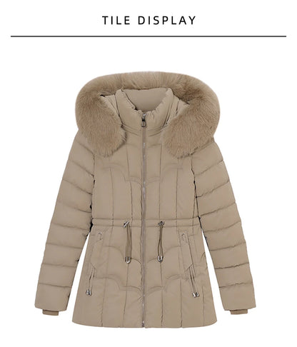 Parka d'hiver à capuche matelassée en coton pour femme