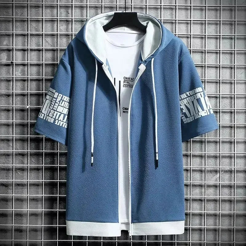 Men's Streetwear Short Sleeve Hooded Printed T Shirts