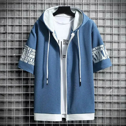 Men's Streetwear Short Sleeve Hooded Printed T Shirts