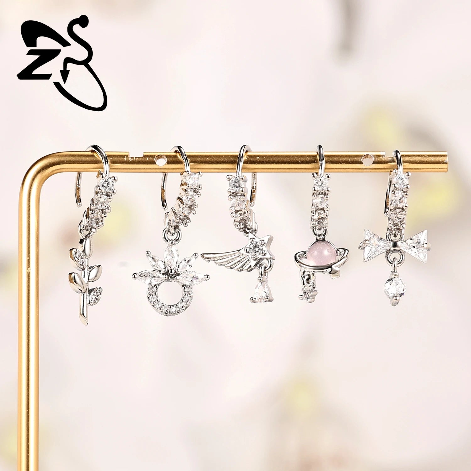 Hochwertige baumelnde Nasenringe mit CZ-Herzen für Frauen