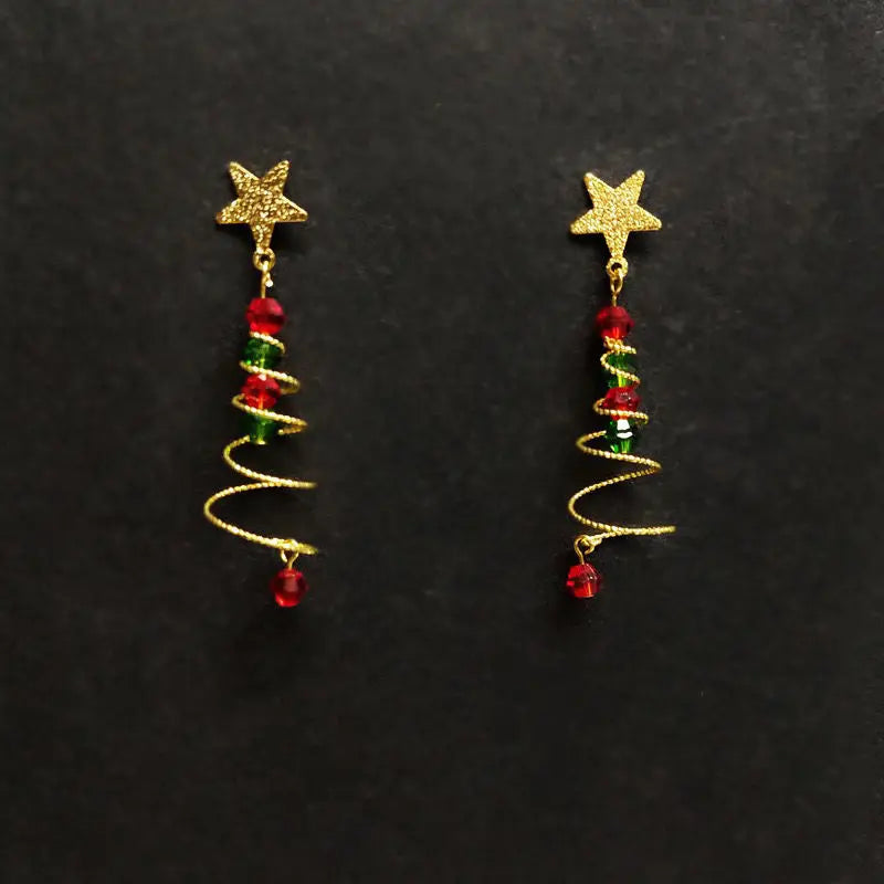 Boucles d'oreilles tendance pour femme avec sapin de Noël et Père Noël