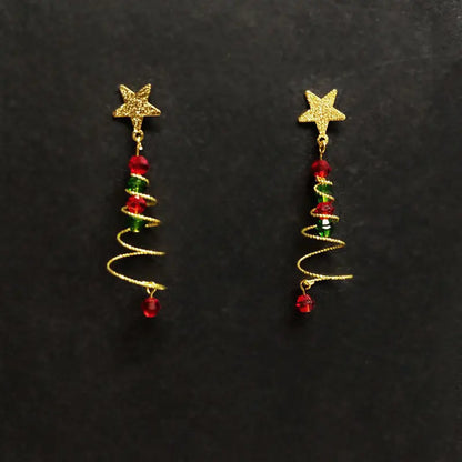 Boucles d'oreilles tendance pour femme avec sapin de Noël et Père Noël