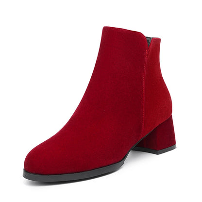 Women's Mid-Heel Wool Warm Ankle Boots