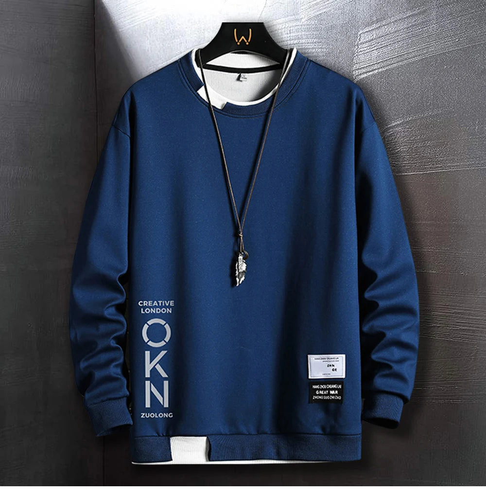 Men's Letter Print Casual Hoodies Loose Sweatshirt