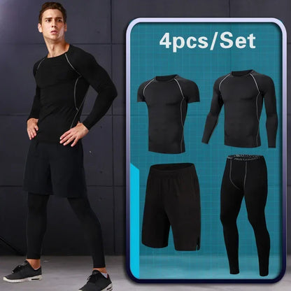 Men Rashguard Compression Set Gym Running Fitness Wear