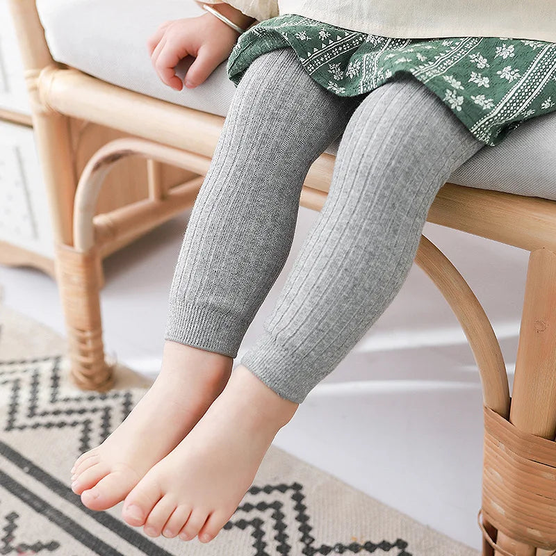 Solide Kinder-Stretch-Leggings aus Baumwolle