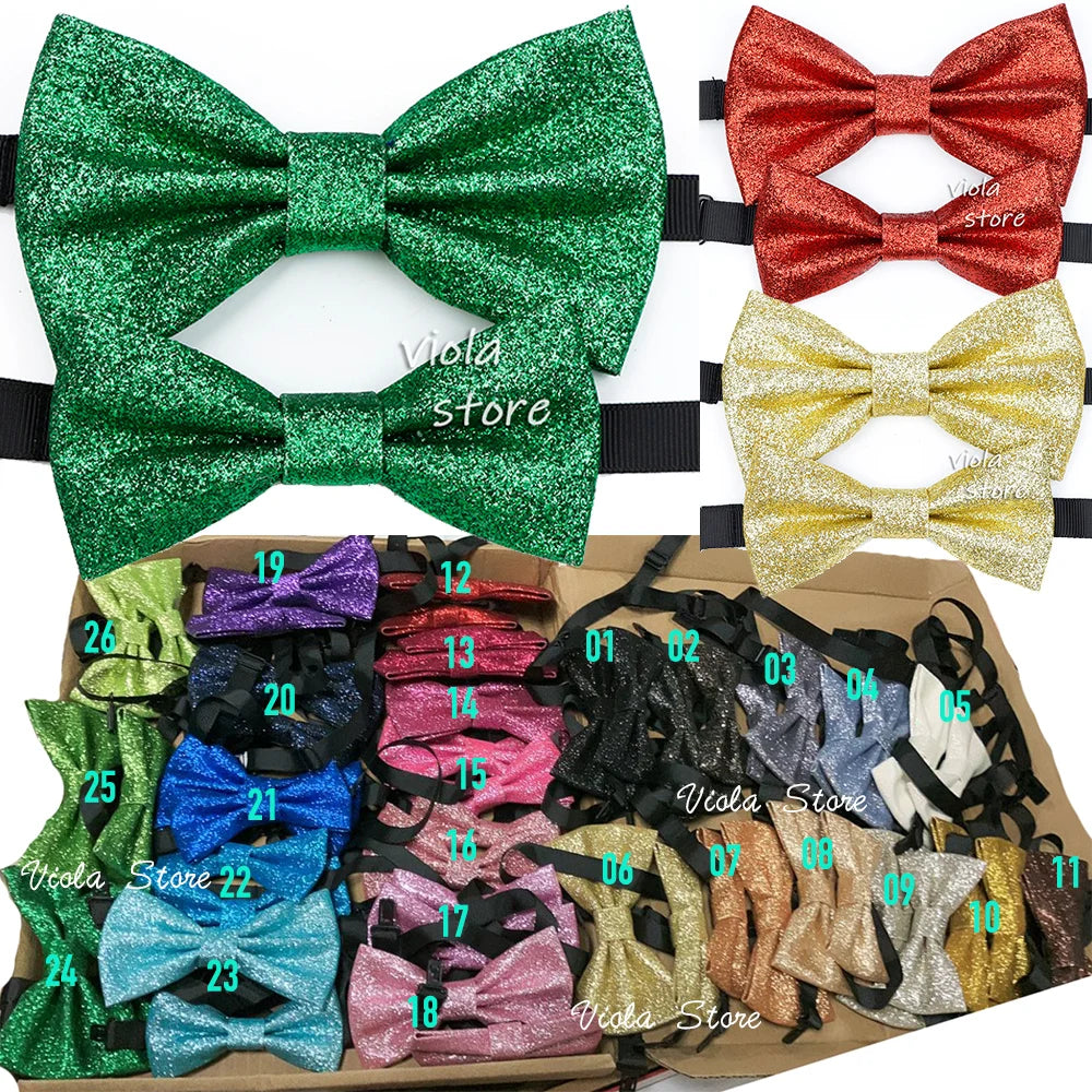 Parent-Child Shiny Gold Glitter Bowtie Set