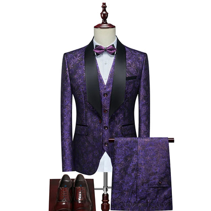 Men's Floral Three-Piece Evening Wedding Guest Dresses