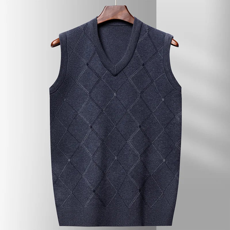 BROWON Men's Sleeveless V-Neck Sweater