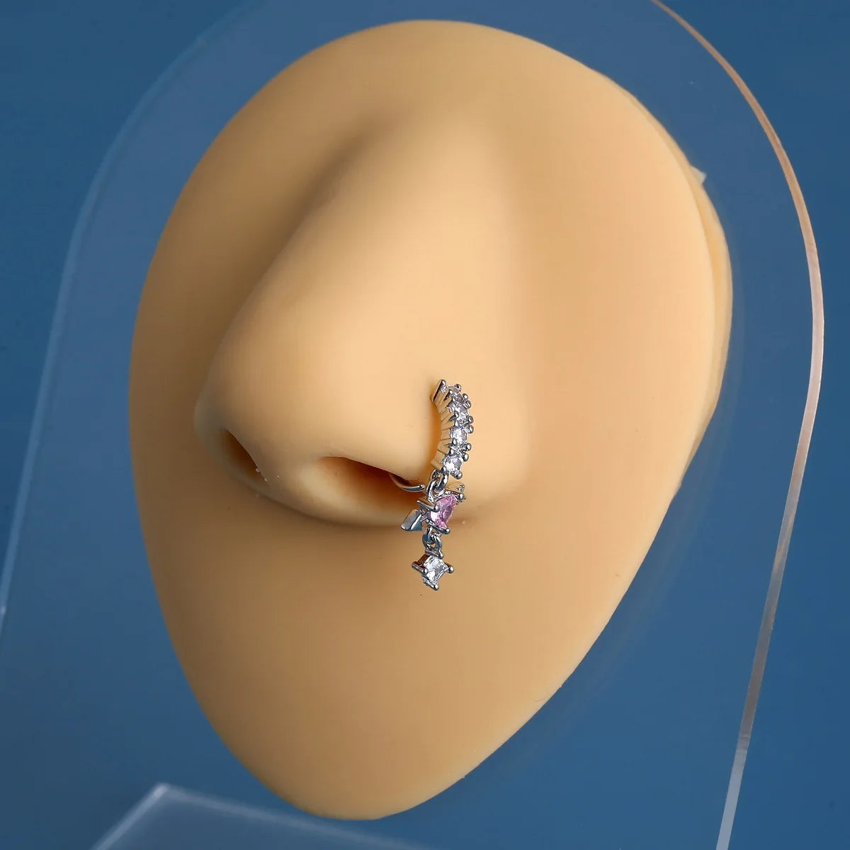 Anneaux de nez pendants en forme de cœur en zircon cubique de haute qualité pour femmes