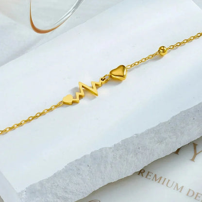 Stainless Steel Heart Anklet for Women – Minimalist Gold/Silver Chain Anklet