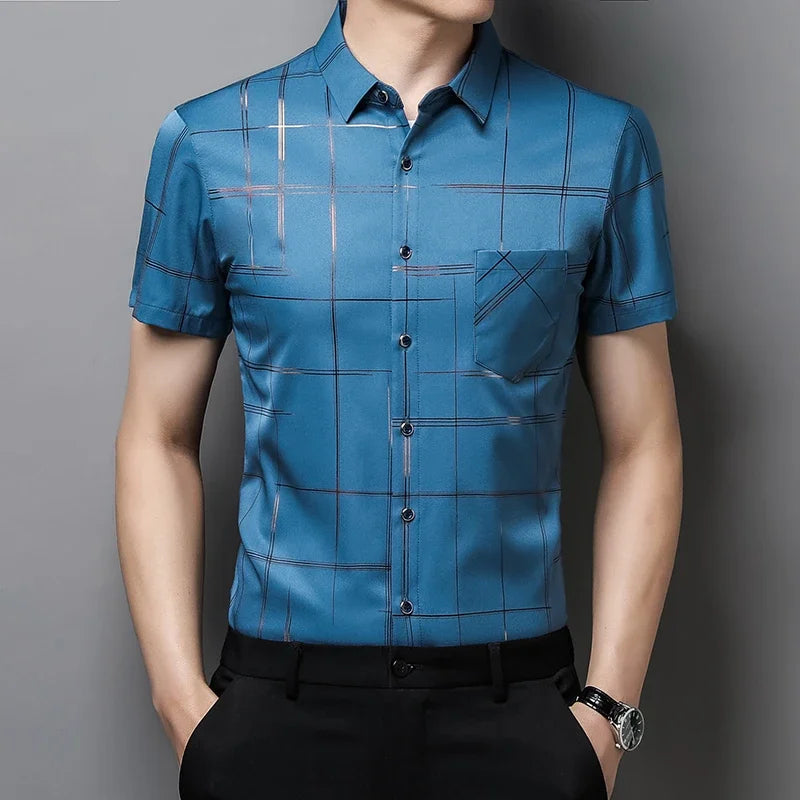 Men's Short Sleeve No Iron Wrinkle Resistant Shirt