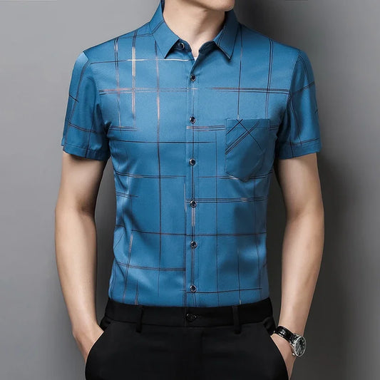 Men's Short Sleeve No Iron Wrinkle Resistant Shirt