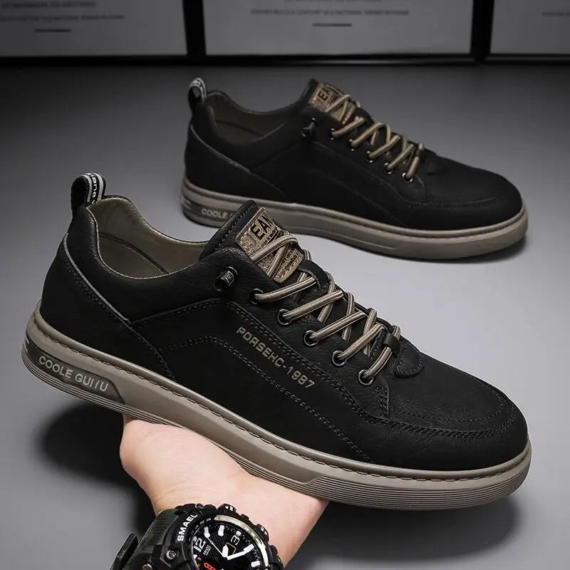Lightweight Driving Leather Men's Outdoor Sneakers