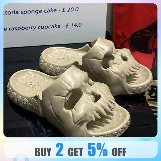 Feslishoet Skull Design Fun Novelty Slide Slippers