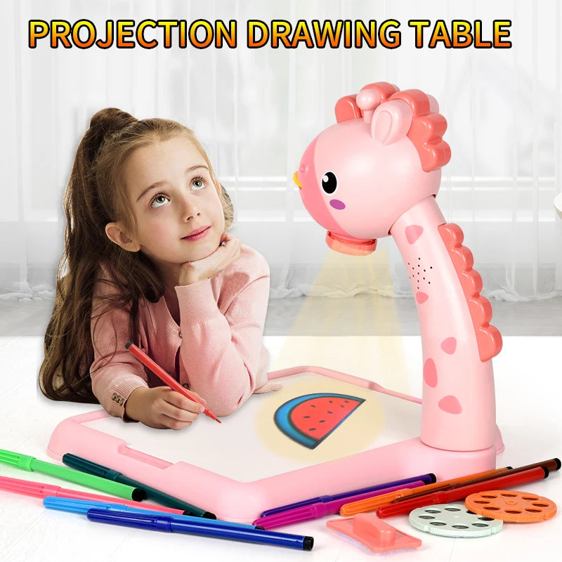 Table à dessin avec projecteur LED pour enfants, ensemble de peinture éducatif, tableau d'apprentissage, jouet