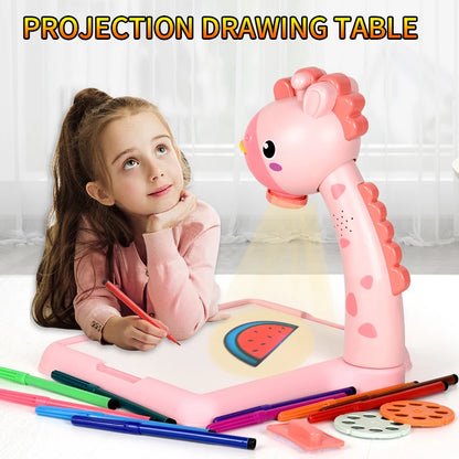 Table à dessin avec projecteur LED pour enfants, ensemble de peinture éducatif, tableau d'apprentissage, jouet