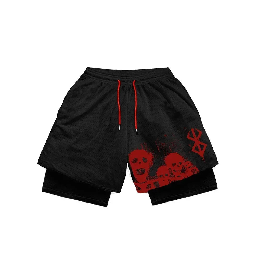 2-in-1-Turnshorts mit Berserker-Print für Herren