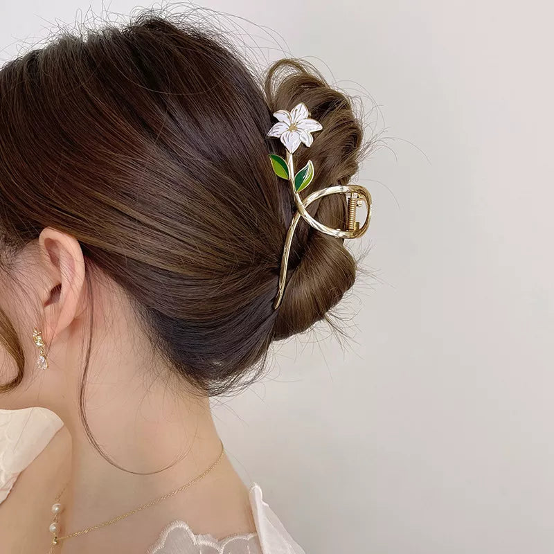 Gold Flower Hair Clips