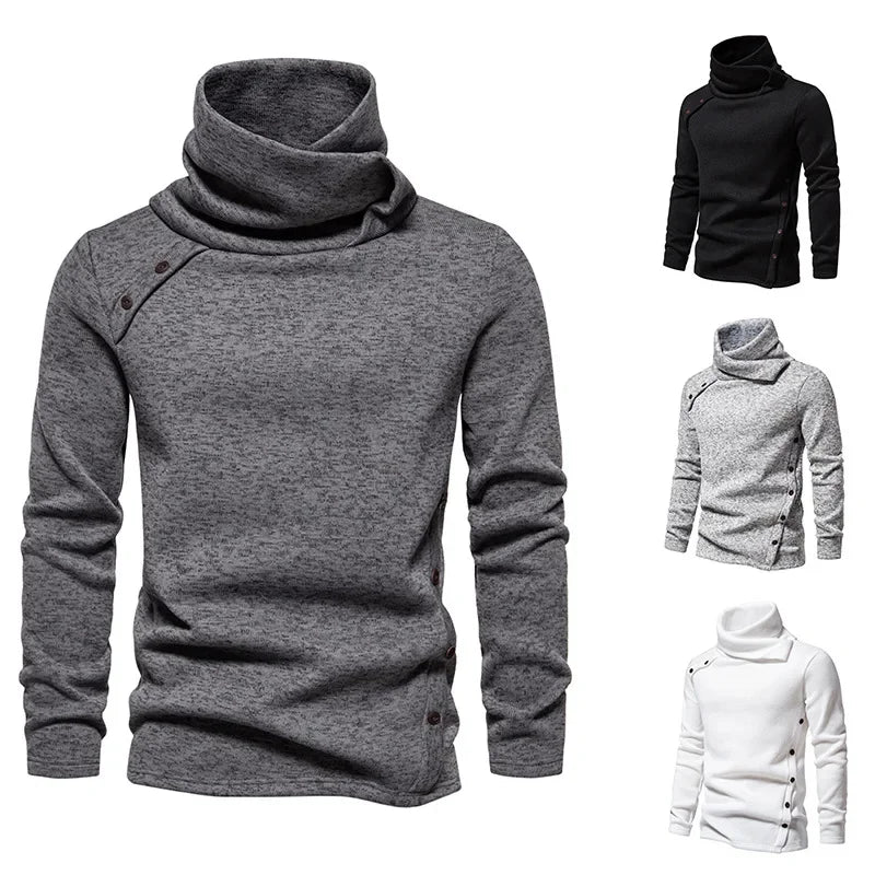 Plus Size 5XL Men's Turtleneck Hoodie - Long Sleeve Sweatshirt