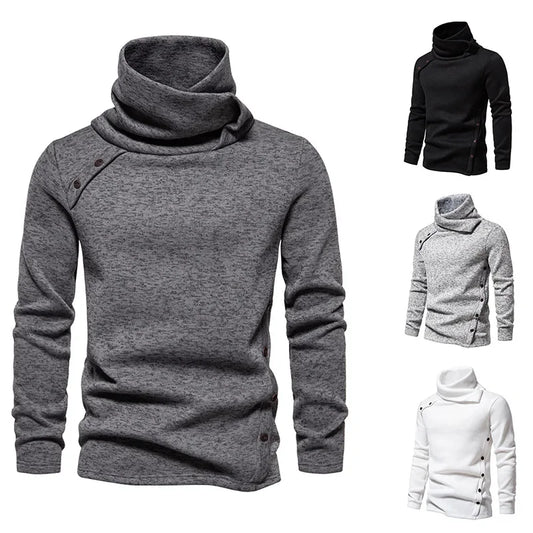 Plus Size 5XL Men's Turtleneck Hoodie - Long Sleeve Sweatshirt