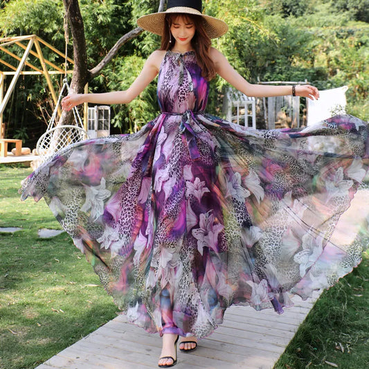 Floral Summer Sleevelss Boho Maxi Dress for Women