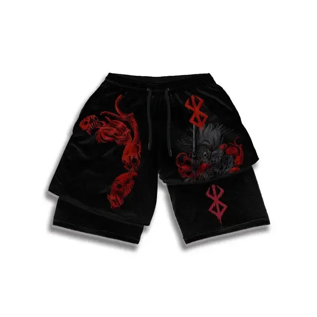 2-in-1-Turnshorts mit Berserker-Print für Herren