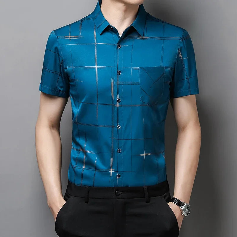 Men's Short Sleeve No Iron Wrinkle Resistant Shirt