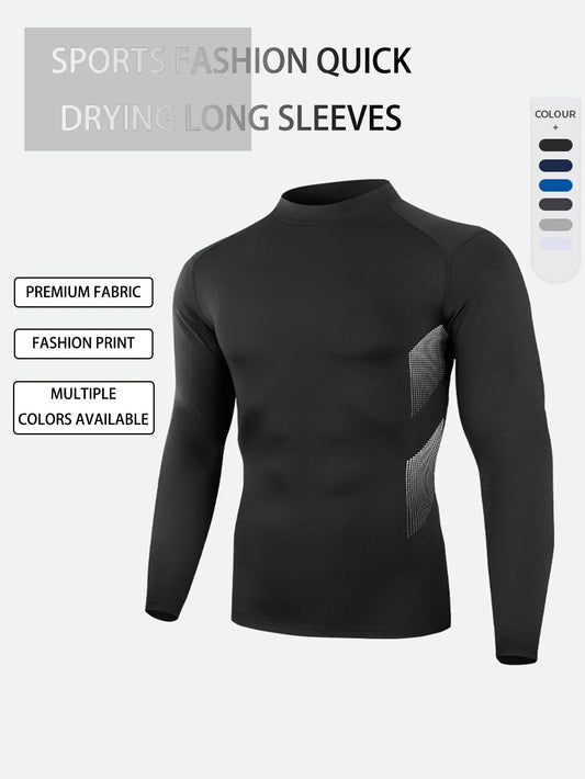 Men's Compression Shirt Long Sleeve – Athletic Base Layer T-Shirt Breathable Quick Dry Workout Gym Sports Top