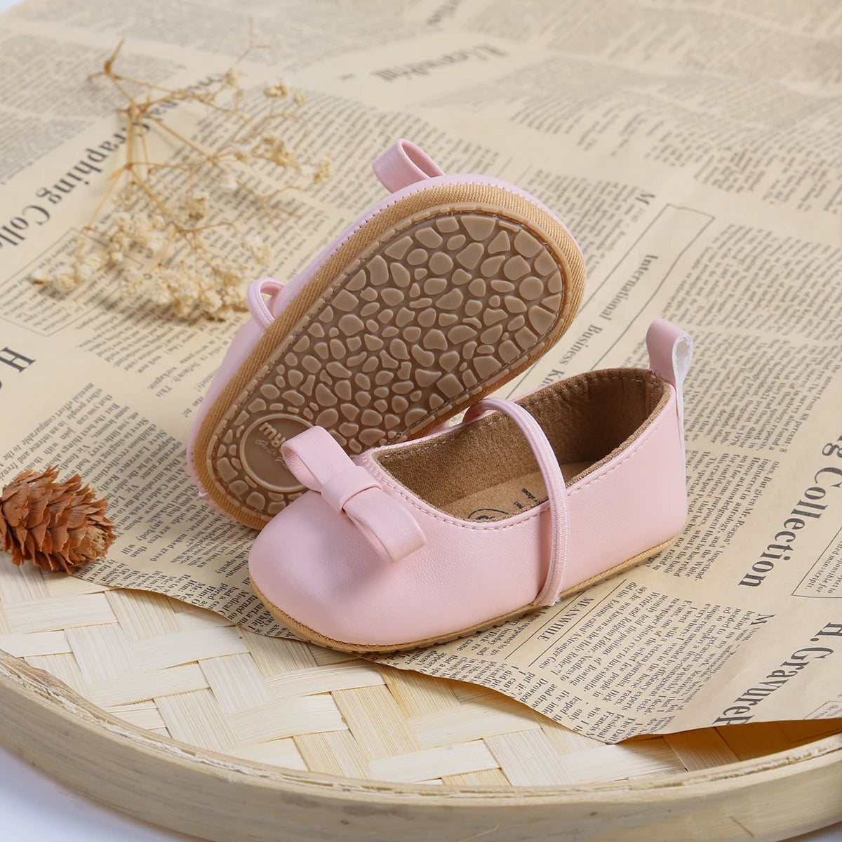 Flache Baby-Prinzessin-Schuhe mit Schleife