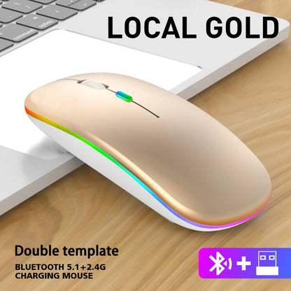 Rechargeable RGB Ergonomic Silent Click Mouse - Wireless Mice Mouse