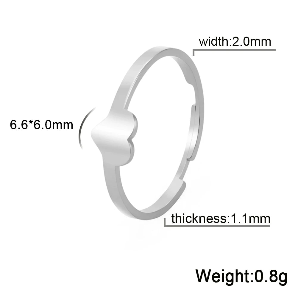 Bagues de couple en acier inoxydable en forme de cœur et de papillon – Bagues d'amour assorties