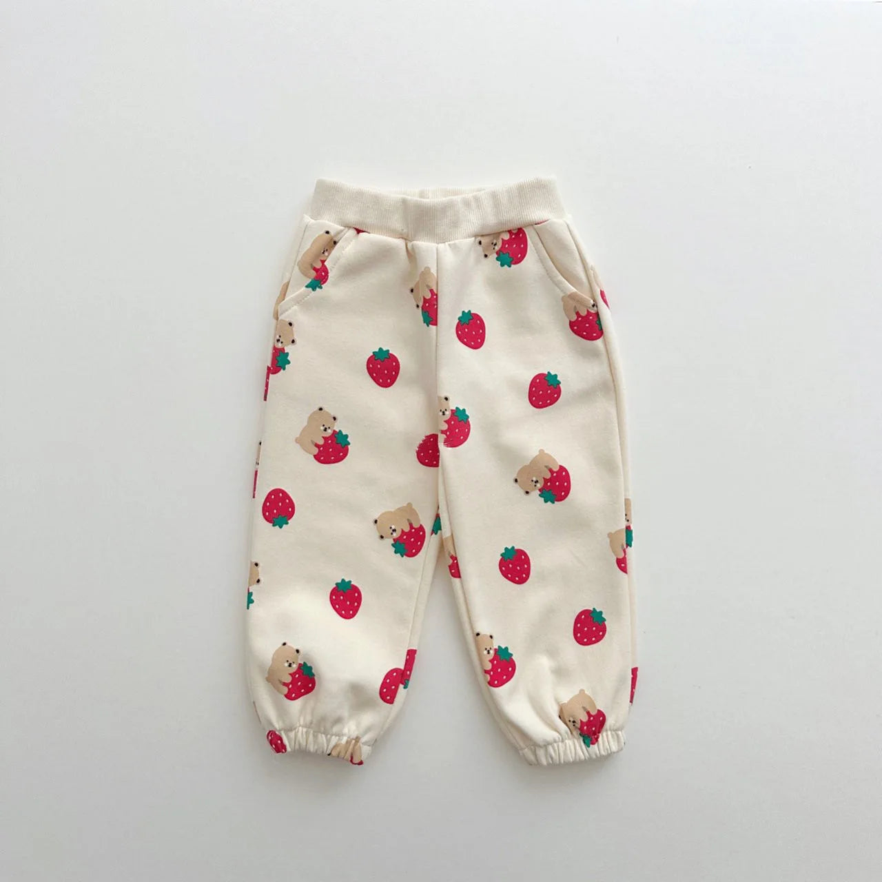 Niedliches Set für Baby-Mädchen, Erdbeer-Pullover, Tops + Baumwoll-Jogginghose, Jungen-Trainingsanzug