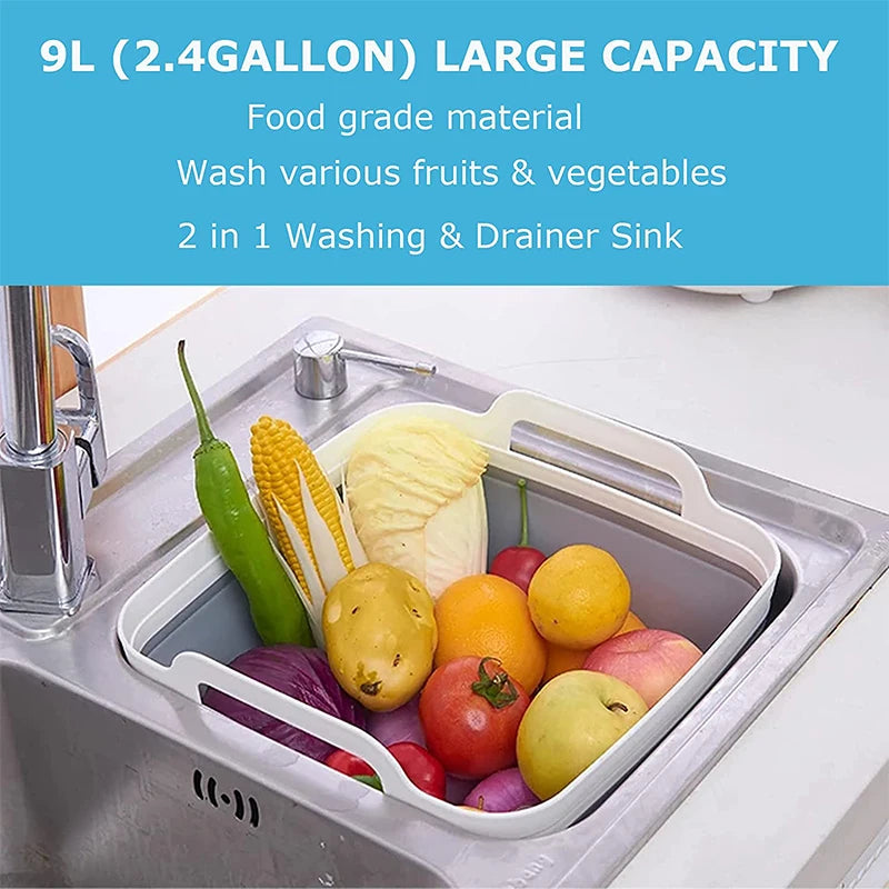 Folding Sink Dish Colander Tub for Washing Fruits/Vegetables