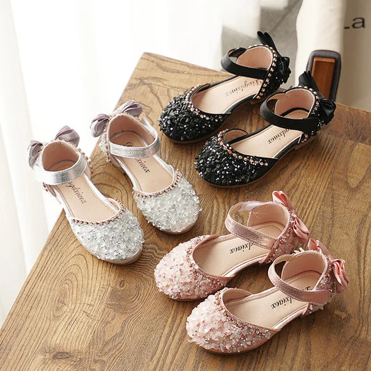 Sequins Bow Girls Casual Dance Flat Sandals
