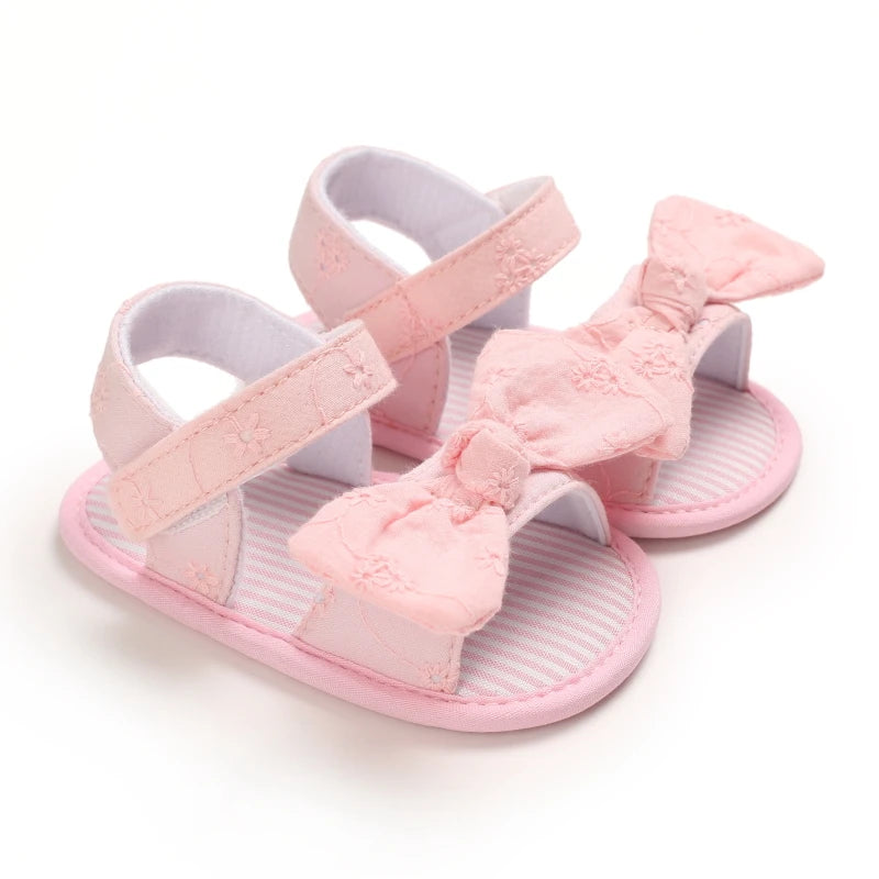 Baby Mädchen Sandalen mit Schleife, atmungsaktiv, flach, Prinzessin, weiche Sohle