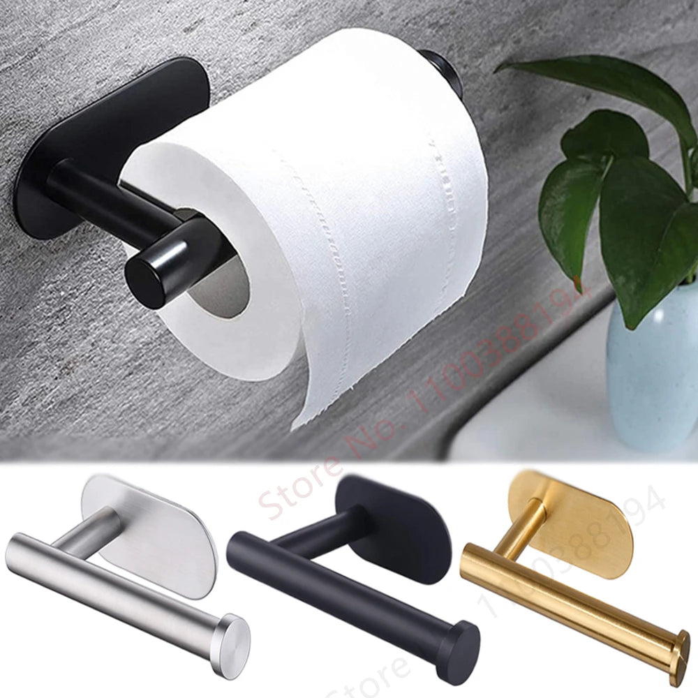 Hanging Paper Roll Towel Holder Bathroom Toilet Storage Stand Kitchen Organizer Napkin Rack Stainless Steel Adhesive Wall Mount