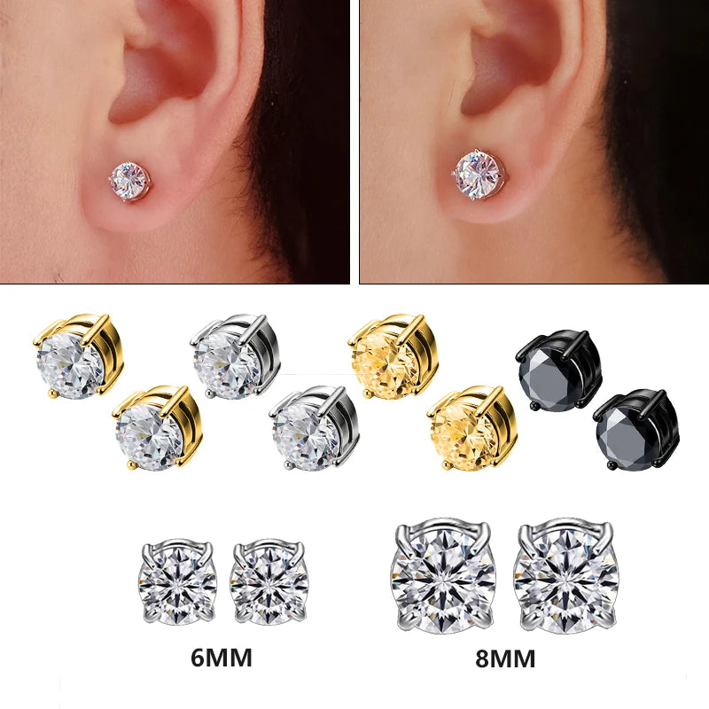 Crystal Magnetic Non-Piercing Clip-On Earrings for Men & Women