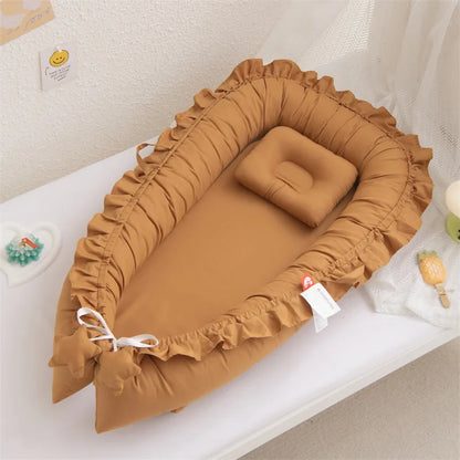 Cotton Nest Bed Newborn Bumper Soft Travel Bed Birth Gift Baby Portable Crib Lounger for Boys Girls