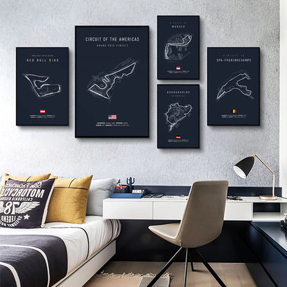 Monaco F1 Leinwand-Wandkunst, nordische Ästhetik