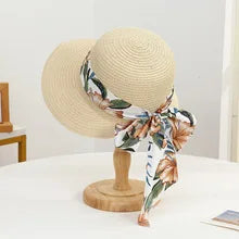 Boho Chic Straw Sun Hat With Bow Visor For Women