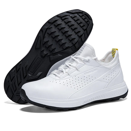 Men’s Waterproof Leather Golf Shoes – Spiked Anti-Slip Golf Sneaker