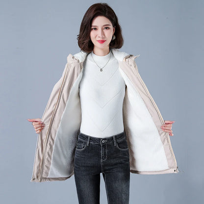 Cotton Puffer Parka Hood - Women's Winter Coat