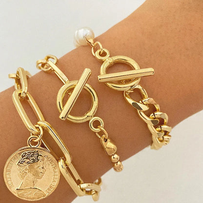 Geometrische Perlen-Goldperlen-Armbänder für Damen