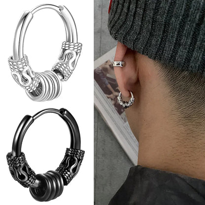 stainless steel hoop earrings, , earrings, stainless steel earrings, mens earrings, mens hoop earrings, gothic jewelry, gothic earrings, black hoop earrings