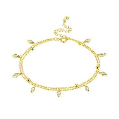 Fußkettchen aus Sterlingsilber mit Farbstempel und Quaste für Damen